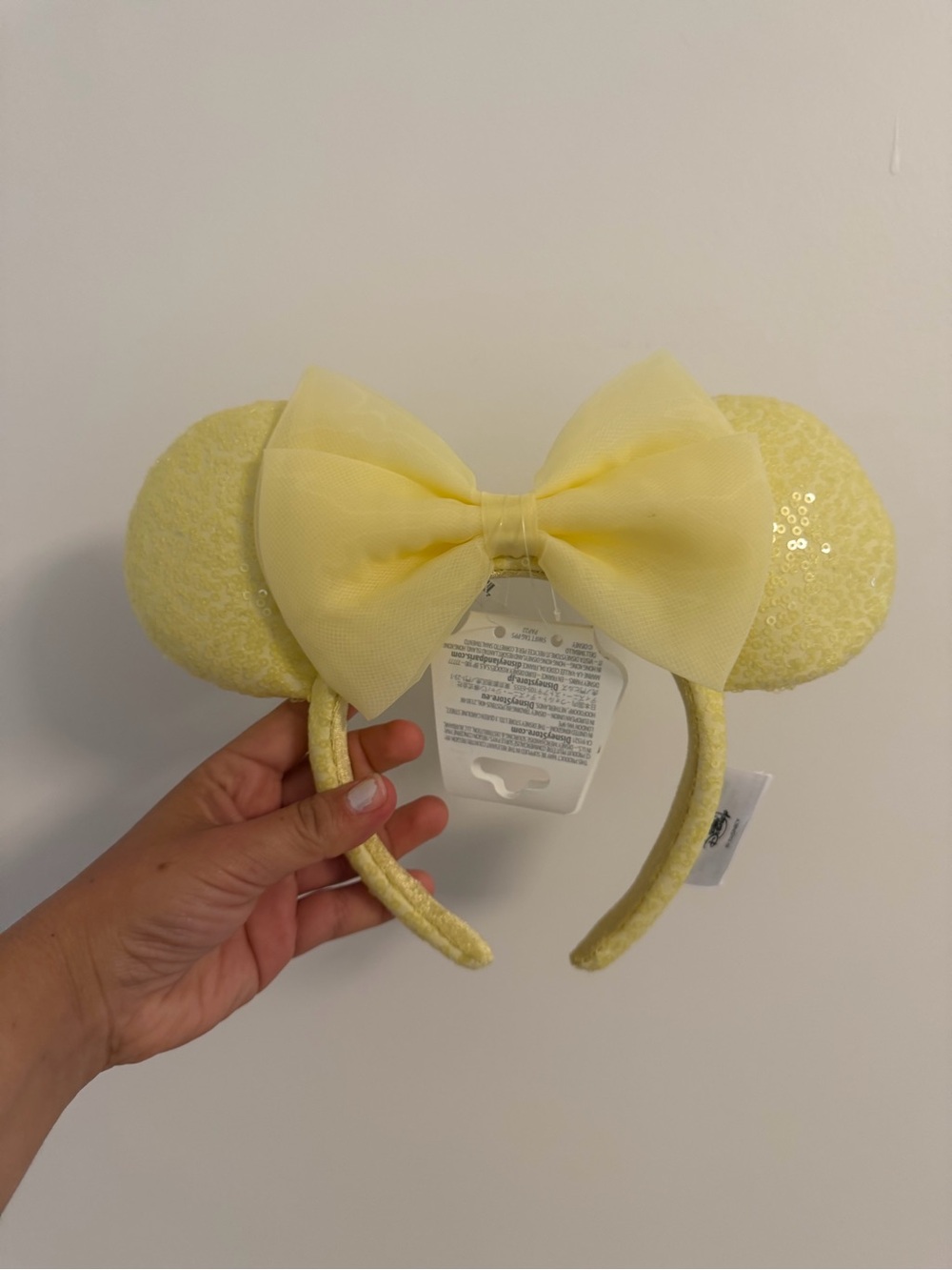 Disney parks butter Yellow Sequin Bow Minnie Ear Headband